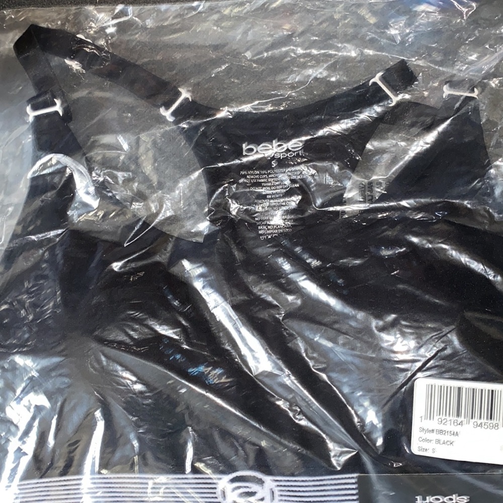 NWT S BeBe black Sports Bra